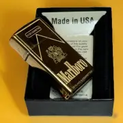 Genuine Zippo Lighter Slim High Polish Brass Marlboro Design Collectible Item