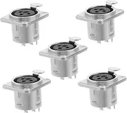 5pcs Audio Socket XLR Female Socket XLR Panel Mount Microphone Connector Nickel-Plated Copper