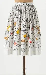 Maeve Cotton Side Pockets Shape Swirled Skirt Size 4, 8, 12 Black ANTHROPOLOGIE