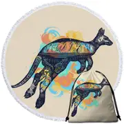 Nautical Kangaroo Round Beach Towel
