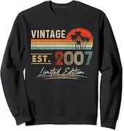 [X.Style] 16 Year Old Vintage 2007 Limited Edition 16th Birthday Retro Sweatshirt ds174 Sweater (S) Black