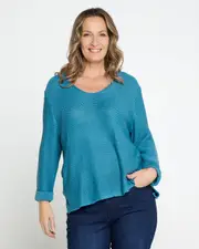 Emmy Cotton Knit Jumper - Light Teal
