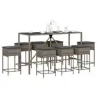 Garden Bar Set with Cushions Table and Chairs Dining Set Poly Rattan vidaXL