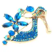 Gold Tone Metal Crystal High Heel Shoe Brooch P1384-BLZ