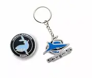 SET 2 CRONULLA SHARKS NRL TEAM HERITAGE LOGO PIN BADGE & MASCOT KEYRING