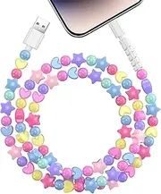 VOFUOE USB A for iPhone Cable, Fast Charging Charging Cord Colorful Star Beads Charging Cable 3.3FT for Girls Women for iPhone 14/13 /12/11, for iPad 9th/ 8th/ 7th Generation-Candy Color