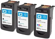 Non-OEM Ink PG-660XL CL-661XL Black Color Compatible for Canon PIXMA TS5360 TS5365 Home Office TR7060 (2X Black + 1x Colour)