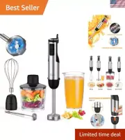 Versatile 5-in-1 Handheld Blender with Egg Whisk & Milk Frother - Quick Cooking