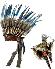 [Zibeem] Chief Feather Native Hat | Native Feather Hat Chief Hat | Native Style Feather Headwear, Feather Headband Accessories, Vintage Decorative Feather Headdress