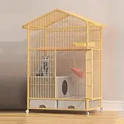 Cat Cage Indoor, 3-tier Cat Playpen, Cat Enclosures, with Litter Box, with Storage Drawer, with Universal Wheels, Cat House, for 1-2 Cats, 32.6x23.2x53.5in(Gold)