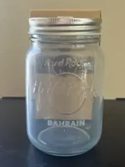 NIB HARD ROCK CAFE BAHRAIN MASON JAR DRINKING GLASS RARE HARD TO FIND