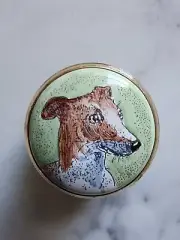 Exquisite Staffordshire Enamel Trinket Box Made in England Whippet Dog