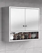 MNSSRN 304 Stainless Steel Kitchen Cabinet, Double Door 3 Layer Wall Storage Cabinets, Bathroom Balcony Storages,Steel Door