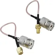 SQXBK 2PCS Silver 150mm UHF Head to SMA Male/Female Adapter Extension Cable RG316 UHF to SMA RF Adapter Cable for Antennas Coaxial Cable Radio Scanners