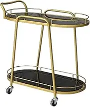 Mobile Storage Cart Functional Trolley Bar Cart 2 Tier Trolley Serving Cart Trolley Cart On Wheels Sturdy Stand Wine Cart Beauty Salon Trolley Open Storage Space