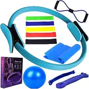 12 Pieces Pilates Ring Circle and Ball Kit Stretching Strap Portable Exercise Equipment Versatile Resistance Bands for Women
