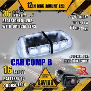 36 LED Light Bar Top Oval Magnetic Flashing Hazard Roof Strobe WHITE