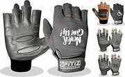 [FITIZ] Wheelchair Gloves Real Leather Palm Gloves Mobility Padded Gloves Breathable, Fingerless Bike Gloves with Anti-Slip Grip Lightweight Cycling Gloves