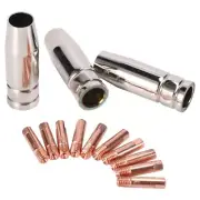 13Pcs CO2 Mig Welding Torch Aircooled MB 15AK Contact Tip Holder Gas Nozzle4836