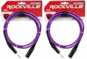 2 Rockville RCXMB6-P Purple 6' Male REAN XLR to 1/4'' TRS Balanced Cables