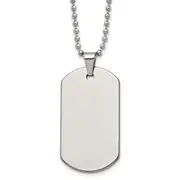 Tungsten Chisel Polished Dog Tag 22 Inch Necklace