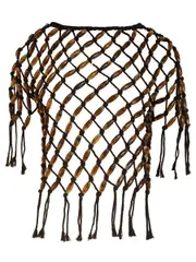 Wynn Hamlyn | Macrame Bead T-Shirt in Black/Brown | The UNDONE