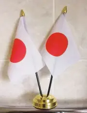 JAPAN X2 TABLE FLAG SET 2 flags plus GOLDEN BASE JAPANESE