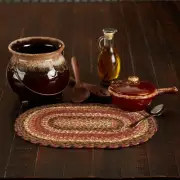 Ginger Spice Jute Placemat 10x15 Oval Terra Cotta Burgundy Tan Country Primitive