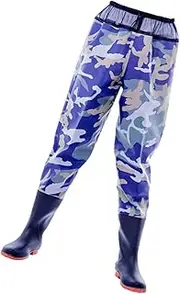 [LOORGVEL] Breathable Pants for Fishing Half Pants with Suspenders Lightweight Blue Camouflage Design for Outdoor Activities Durable Non Slip Grip