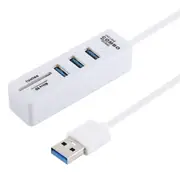 2-In-1 Usb 3.0 Hub Converter + 3X Usb Ports 26Cm Cable White