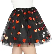 [WINROLA] 4 Layered Tutus for Women Adult Tutu Tulle Skirts with Heart Shaped Love Pattern Tutu Valentine's Costumes