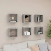 Wall Cube Shelves 6 pcs Concrete Grey 26x15x26 cm