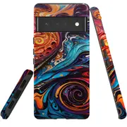 For Google Pixel 6 Pro Tough Protective Cover, Swirling Paint