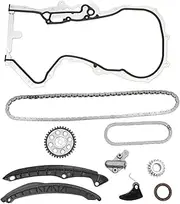 X AUTOHAUX 1 Set Timing Chain Kit 03C109158A for Audi A1 2011-2014 1.4L Long-Lasting Sealing Metal Plastic Silver Tone Timing Cover Gasket Tensioner Guide Pulley