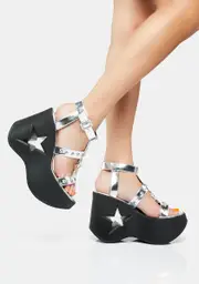 [Demonia] Silver Dynamite-12 Platform Sandals