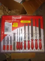15-Pc Diamond File Set Filing Stone Grind Grinding Top ~ New