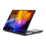 MacBook Pro 14-inch (M1 - M4) Impact Case CASTLES IN THE MIST - Bold Jewel Tone Magical Fantasy Sci-Fi Abstract Acrylic Painting Whimsical Blue Orange Pink Black Sparkle Space Galaxy Mountains Landscape Fine Art