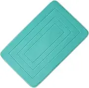 Non Slip Bath Mat Embossing Coral Velvet Bedroom Rug Solid Colors Floor Mats Sponge Non-Slip Bath mat Non Slip Mat (Color : Aqua, Size : 500MMx800MM)