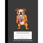 BRITISH BULLDOG NOTEBOOK: GRAY BLACK BRITISH BULLDOG STRAWBERRY DOUGHNUT ANIMAL CUTE KAWAII ANIME UNIQUE SIMPLE LOVE COMPOSITION NOTEBOOK GLOSSY