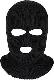 [MH MOIHSING] Black 3-Hole Full Face Cover Ski Mask, Beanie Hat Warm Double Knitted Winter Balaclava for Women and Men Outdoor Sports
