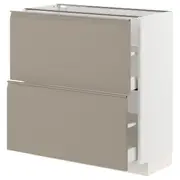 METOD / MAXIMERA base cabinet with 2 drawers, white/Upplöv matt dark beige, 80x37x80 cm