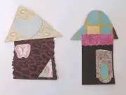 Set Of 2 Funky houses For Junk Journal With Writing Space On The Back