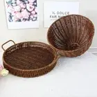 Woven Serving Tray Food Storage Basket with Lid Decor with Handle Fruit Basket