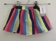 Carters Baby Girls Rainbow Striped 100% Cotton Pull On Skirt Multi 12 M NWT