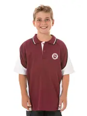 Snr SS Maroon/White Polo With Emb