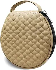 Portable CD Case,20 Capacity Round CD Holder Microfiber Leather DVD Storage Bag CD Wallet Holder Organizer DVD Pouch with Zipper for Car Office Living Room Home Travel(Beige)