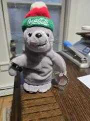 Coca-Cola Seal in Ski Cap Bean Bag Plush Stuffed Animal Christmas Gray Coke 1997