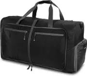 Lightweight, Foldable, 85L Travel Bag, Duffel Bag, Weekender And Overnight Bag, For Sports, The Gym And Holidays, Black Foldable Travel Bag