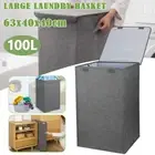 LARGE LAUNDRY BASKETS WASHING CLOTHES STORAGE FOLDING BASKET BIN HAMPER WTH LID.