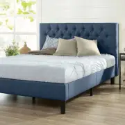 Zinus Misty Fabric Bed Frame Queen Full Size Navy Blue
